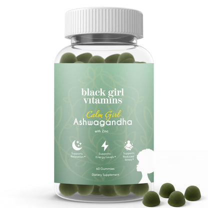 Black Girl Vitamins Ashwagandha + Zinc Gummies – Stress Support, Calm, Sleep & Immunity | Doctor-Formulated Vegan