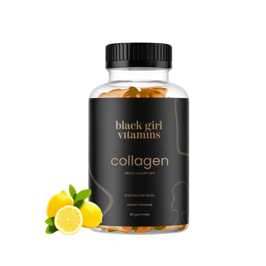 Black Girl Vitamins Collagen Gummies – Hair, Skin & Nails Support | Lemon, 60ct