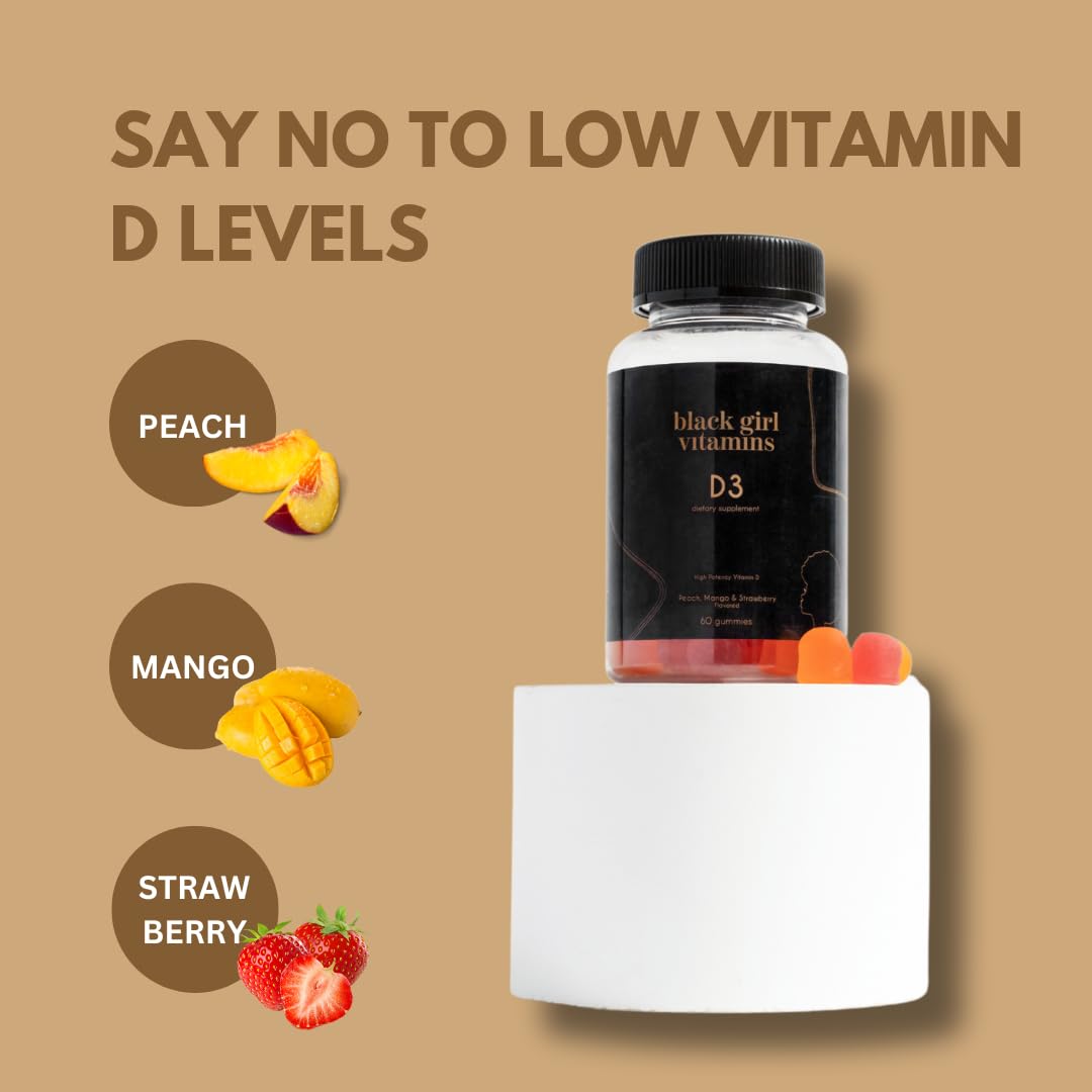 Black Girl Vitamins Vitamin D3 Gummies 2000 IU – Immune, Energy & Bone Support (Gluten-Free)