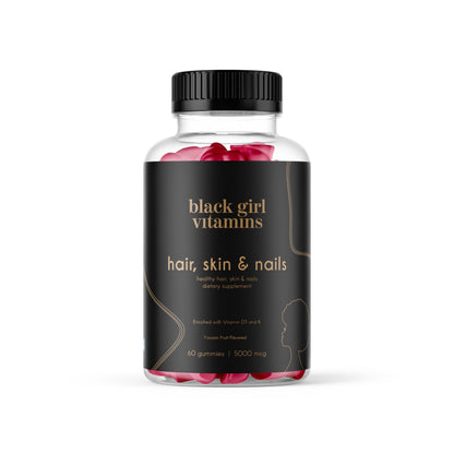 Black Girl Vitamins Gummies – Hair, Skin & Nails (Biotin 6000 mcg) – USA Made