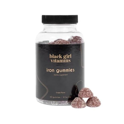 Black Girl Vitamins Iron Gummies 20 mg – Supports Iron Deficiency & Anemia | Gluten Free • Gelatin Free • Made in USA • Grape • 60 Count