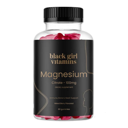 Black Girl Vitamins Magnesium Gummies - 100mg per Serving | Sleep, Immunity & Bone Support | Gluten-Free 60ct