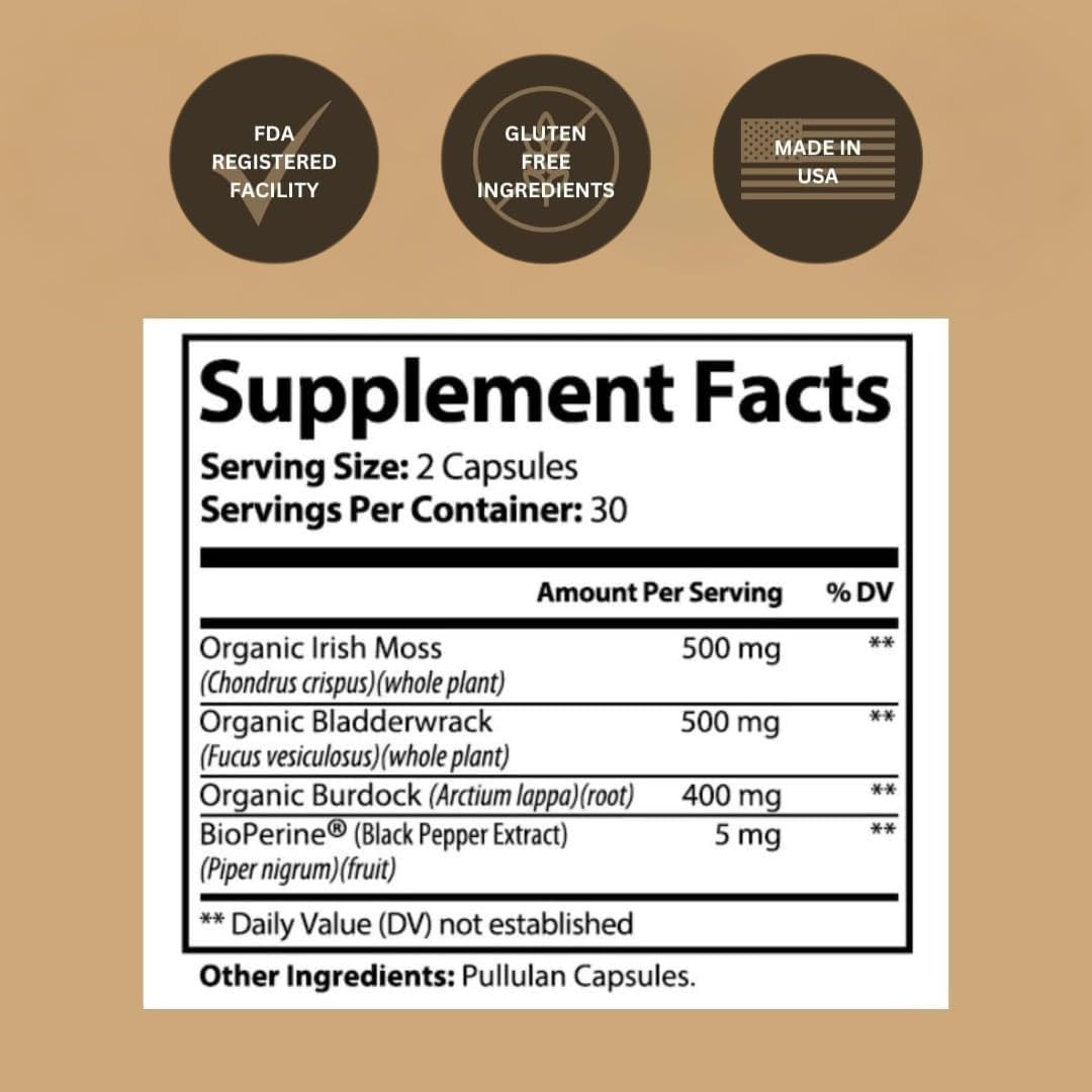 Organic Sea Moss Capsules – 92 Minerals | Vegan Immune & Thyroid Support