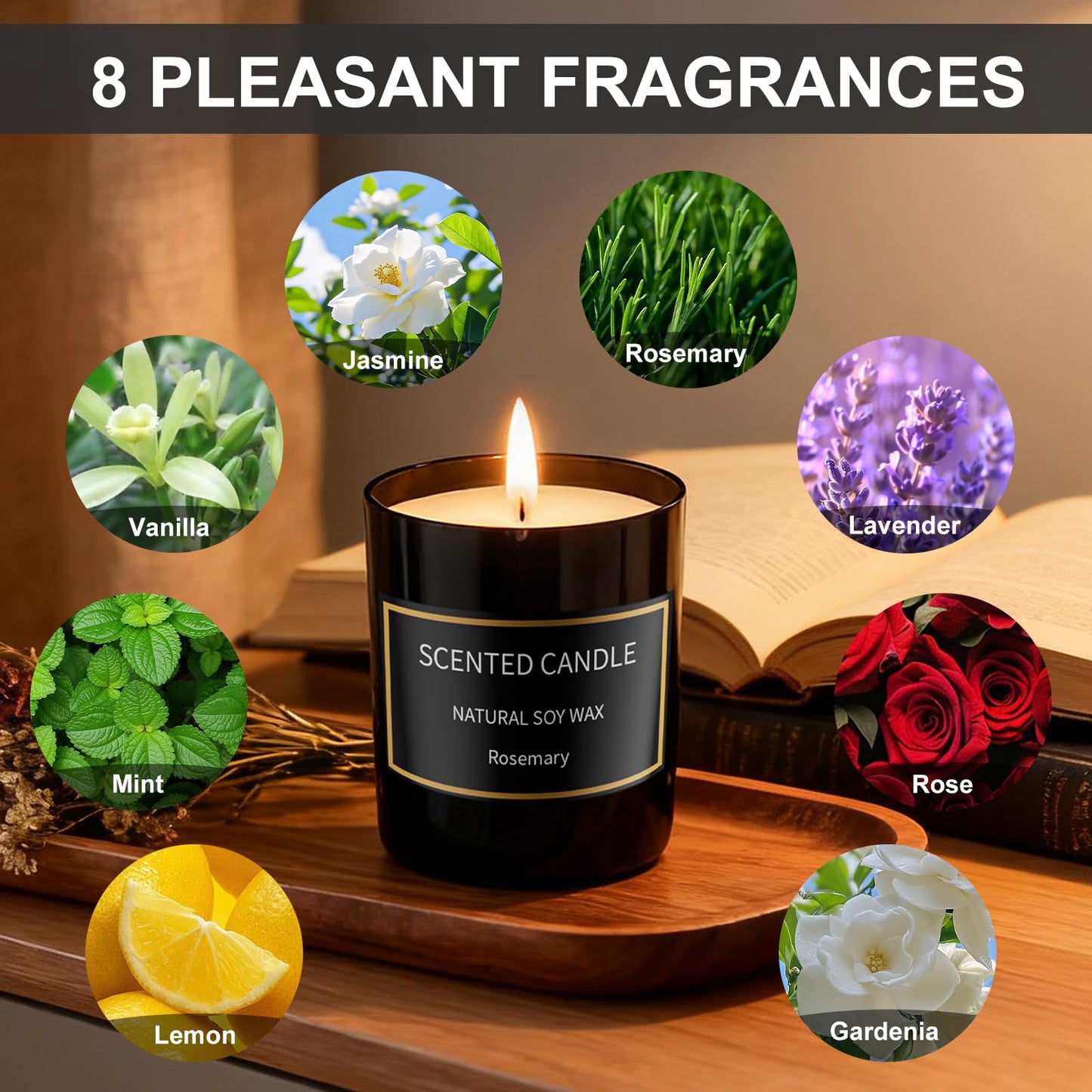 8 Pack Scented Candles Set for Men - Aromatherapy Soy Candles Gift Set