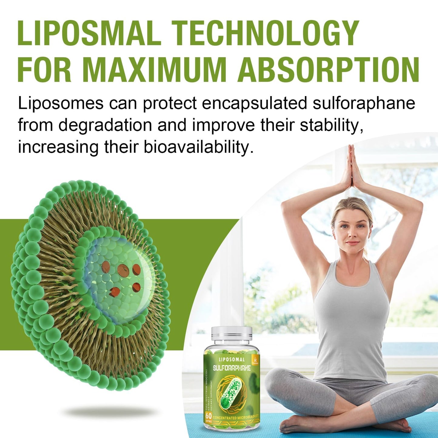 Rosmolo 800 mg Liposomal Sulforaphane | Dual-Delivery, Full-Spectrum Broccoli Extract, 180 Softgels