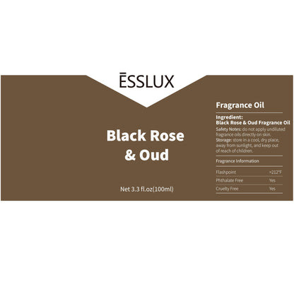Black Rose & Oud Fragrance Oil – ESSLUX 100 ml (3.3 oz) Premium Scent for Diffusers, Candles, Soap