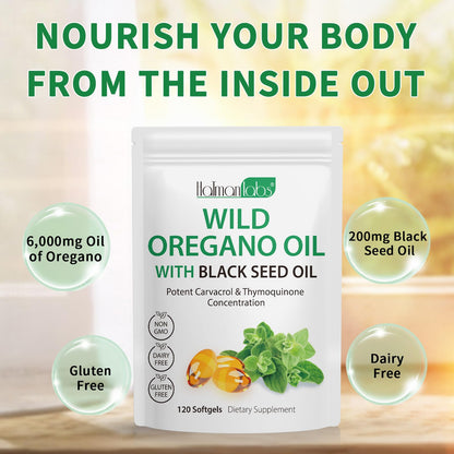 Oil of Oregano Softgels 120 Count – 165mg Carvacrol + Black Seed Oil 200mg