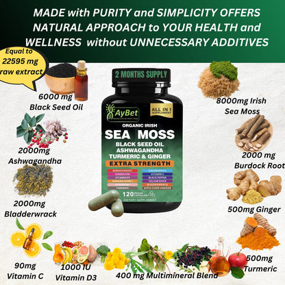 Organic Irish Sea Moss & 16-in-1 Herbal Capsule – Halal, Vegan