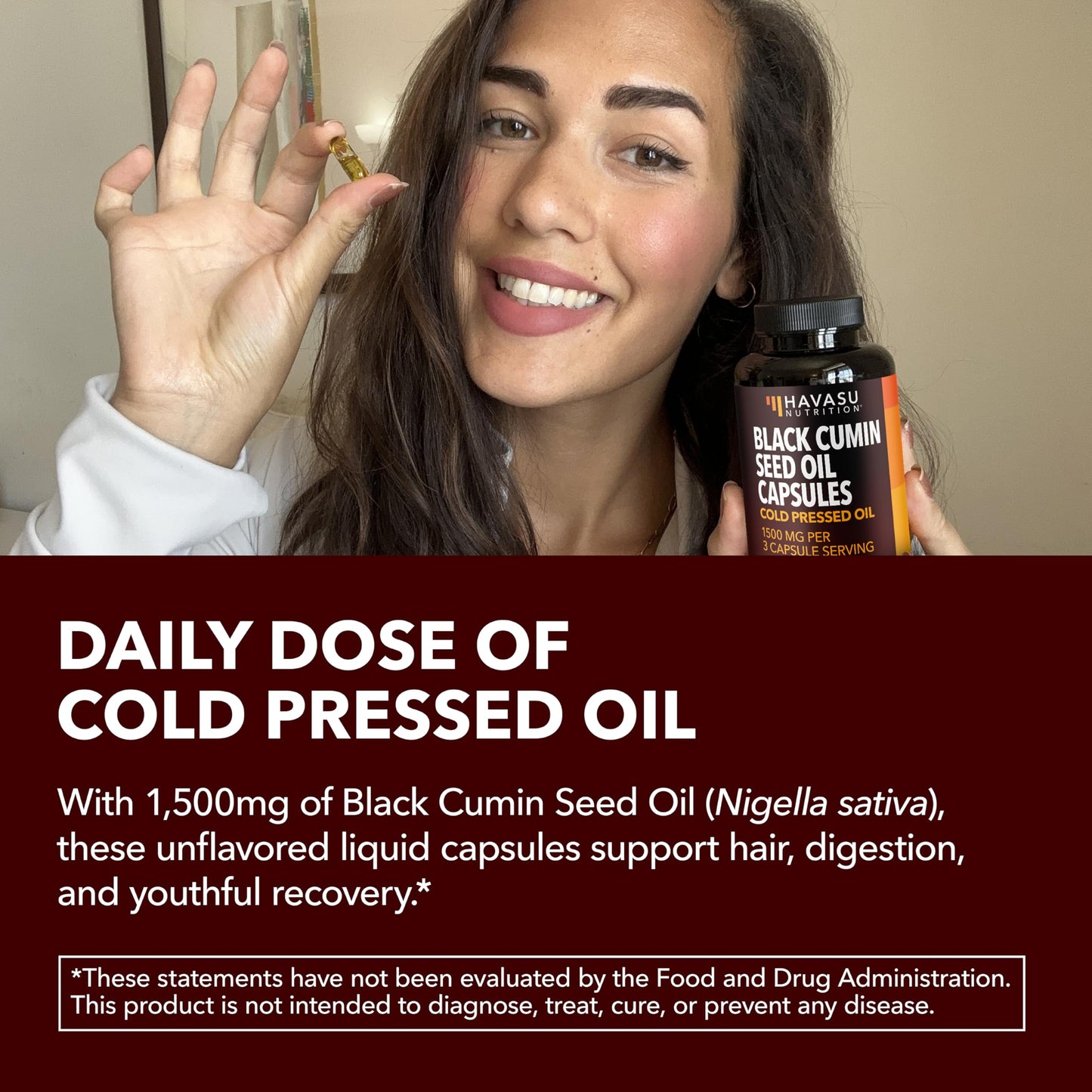 Cold Pressed Black Seed Oil Capsules 1500mg – Immune & Digestive Support, Hair & Skin | 2-Month Unflavored Supply