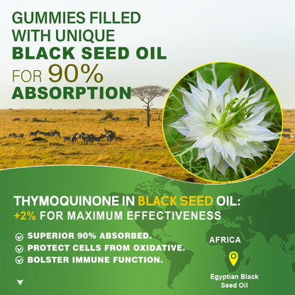 Black Seed Oil Gummies with Chlorophyll and Sea Moss – 500mg