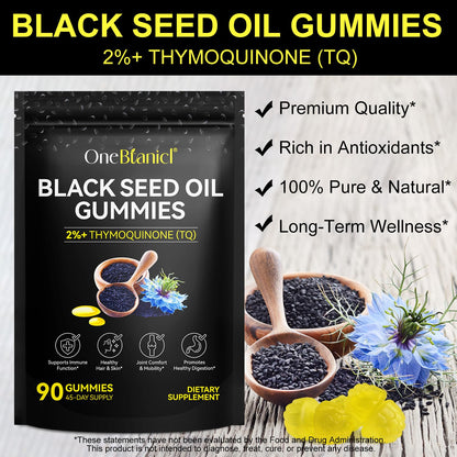 Black Seed Oil Gummies 90ct – 100% Black Seed Oil, Immune & Wellness Support