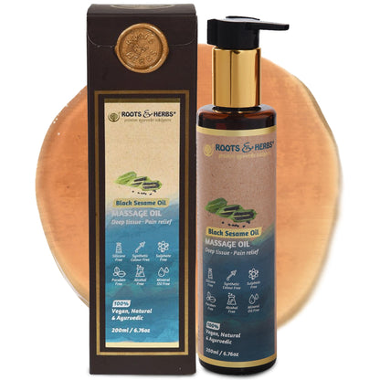 Black Sesame Seed Oil - Body Massage Oil with Cold-Pressed Black Seed & Ayurvedic Herbs | Roots and Herbs