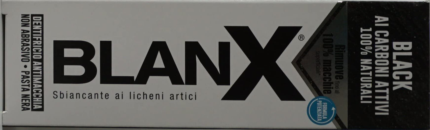 BlanX: "Black" Whitening Black Toothpaste - 2.54 Fluid Ounces (75ml) Tube (Pack of 2) [ Italian Import ]