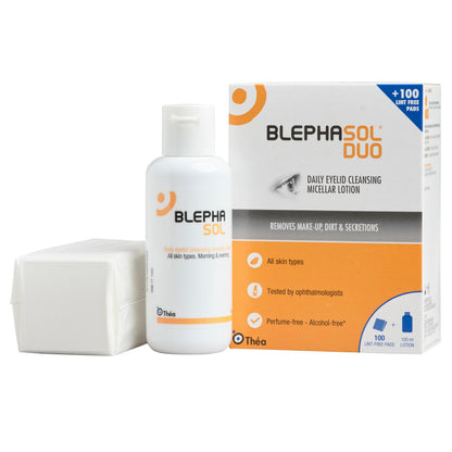 Blephasol Duo 100ml Eyelid Cleansing Micellar Lotion – 100 Pads | Preservatives Free | For Sensitive Eyes