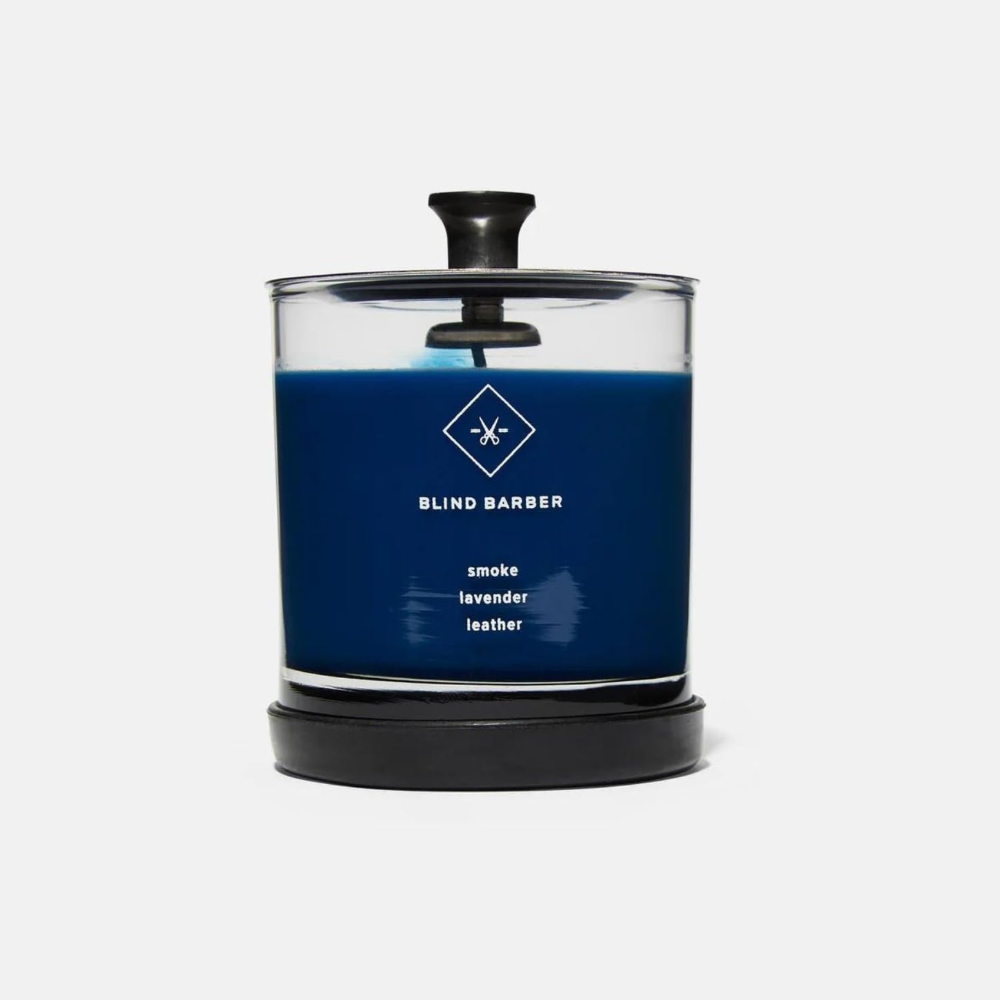 Blind Barber Tompkins Scented Candle — 40 Hour Burn, Leather, Smoke & Lavender (Barbicide Jar)