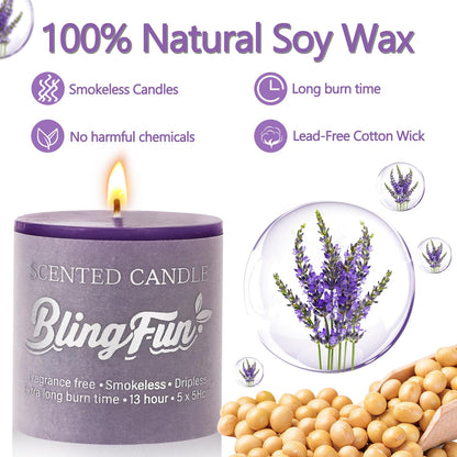 Blingfun 4-Piece Flower Scented Candle Gift Set | 3.2oz Natural Soy Wax, Long-Lasting Fragrance