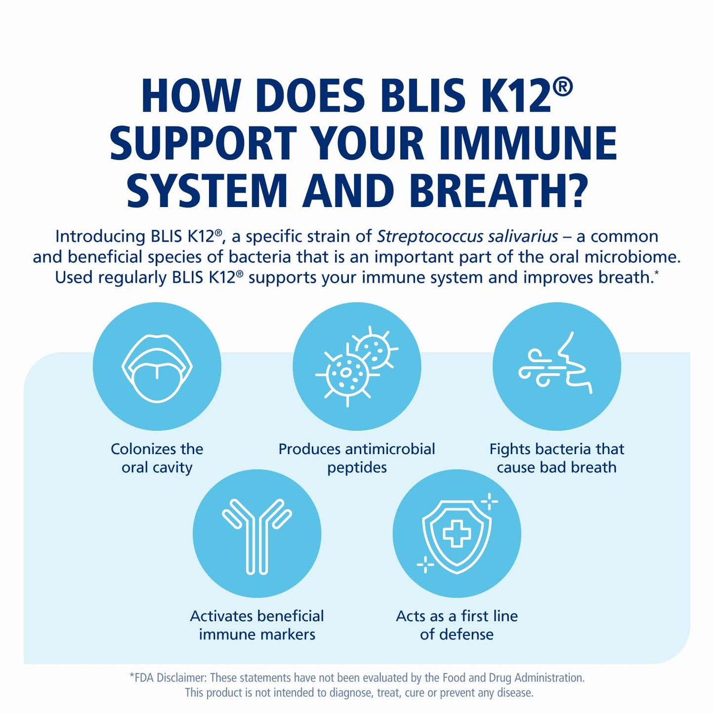 BLIS ThroatHealth K12 Probiotics - Immune & Throat Support, Vanilla, 60 Lozenges, 2.5B CFU