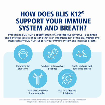 BLIS ThroatHealth K12 Probiotics - Immune & Throat Support, Vanilla, 60 Lozenges, 2.5B CFU