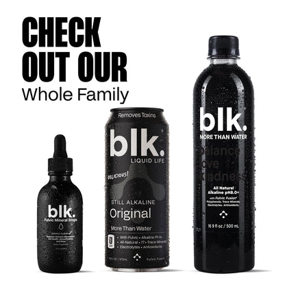 blk. PH 8+ Mineral Alkaline Water Drops – Fulvic, Amino Acids & Electrolytes (2oz)
