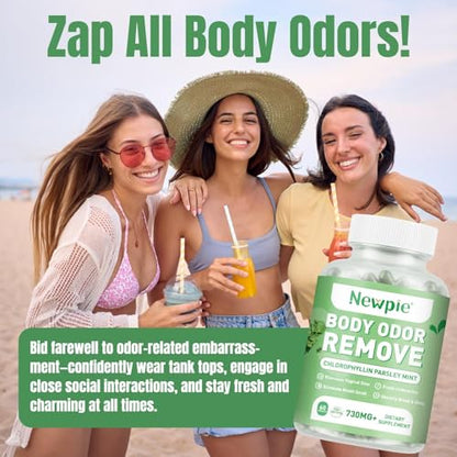 Blltzzz Newpie Body Deodorizing Supplement - Chlorophyll Capsules for Skin, Breath & Odor Control | Vegan, Gluten Free, 60 Capsules