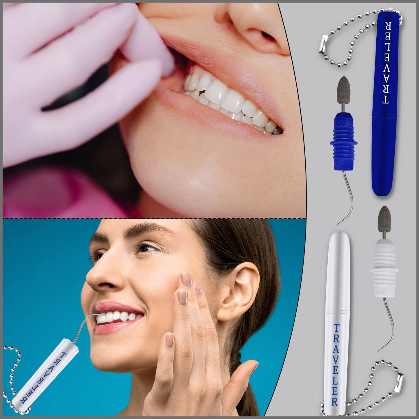 BLMHTWO 2 Pcs Metal Toothpick – Travel Dental Picks with Keychain & Stand Box