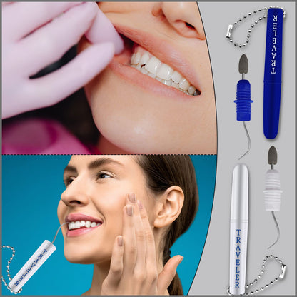 BLMHTWO 2 Pcs Metal Toothpick – Travel Dental Picks with Keychain & Stand Box
