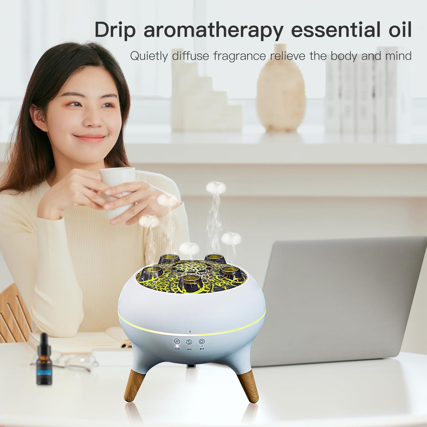 BLOIMP 250ML Jellyfish Diffuser – Ultrasonic Aromatherapy with 7 Color Lights (White)