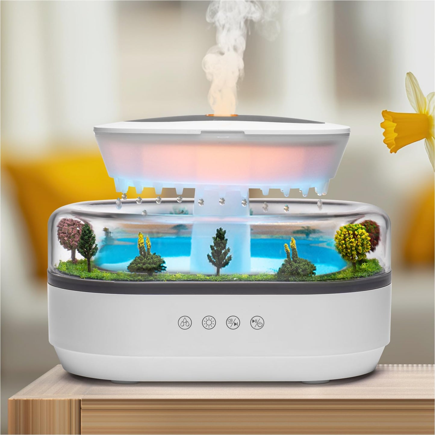 BLOIMP 250ML Essential Oil Diffuser – Rain Cloud Humidifier & Ultrasonic Drip Diffuser (White Grey)
