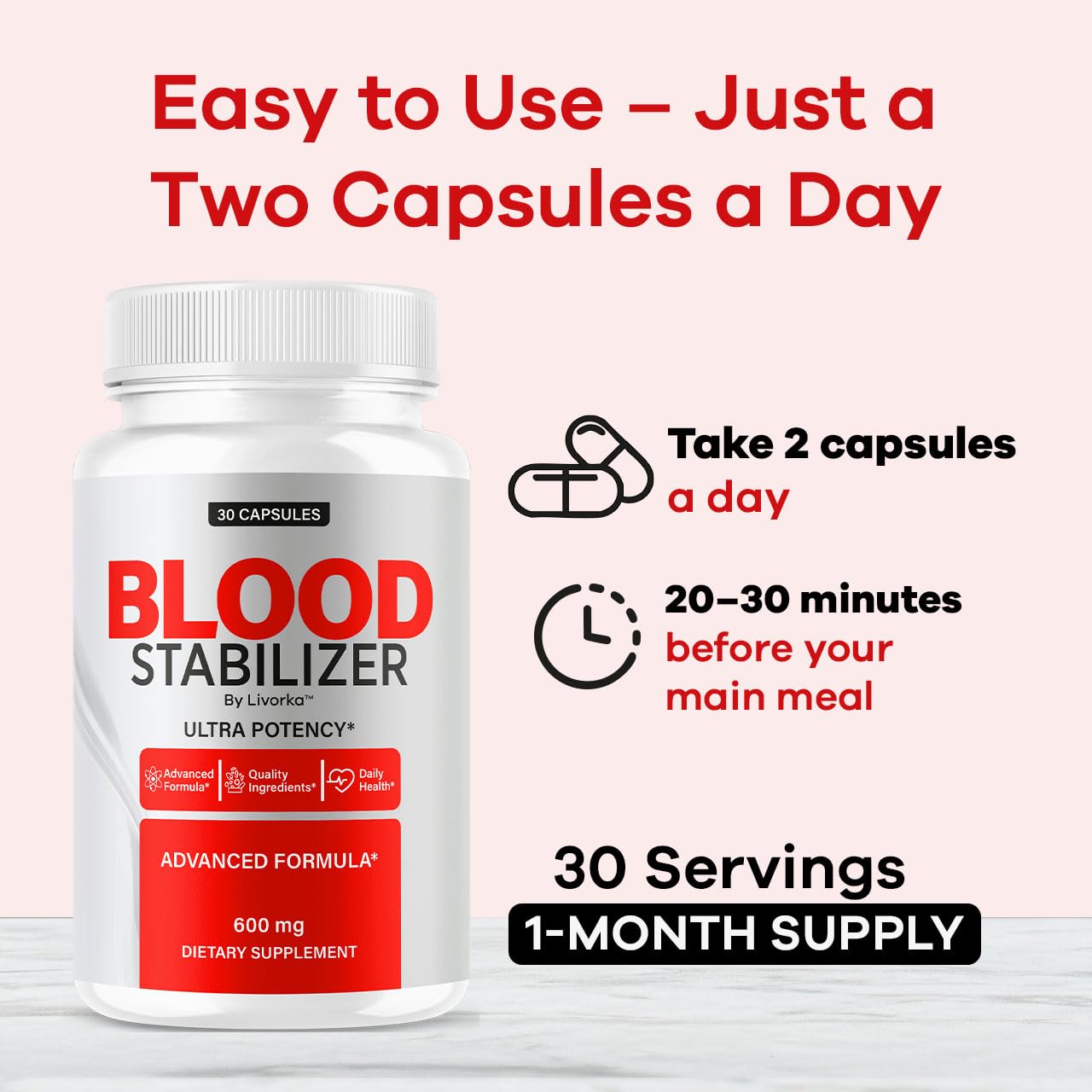 (2 Pack) Blood Stabilizer Supplement – Original Blood Stabilizer, Advanced Blood Formula, 60 Capsules