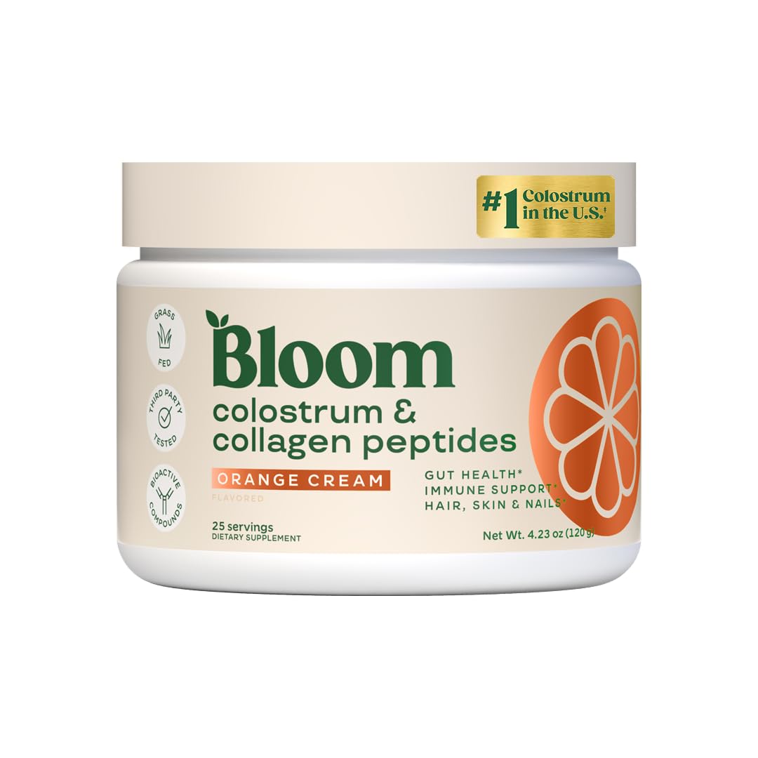 Bloom Nutrition Bovine Colostrum Powder – Orange Cream, 25 Servings