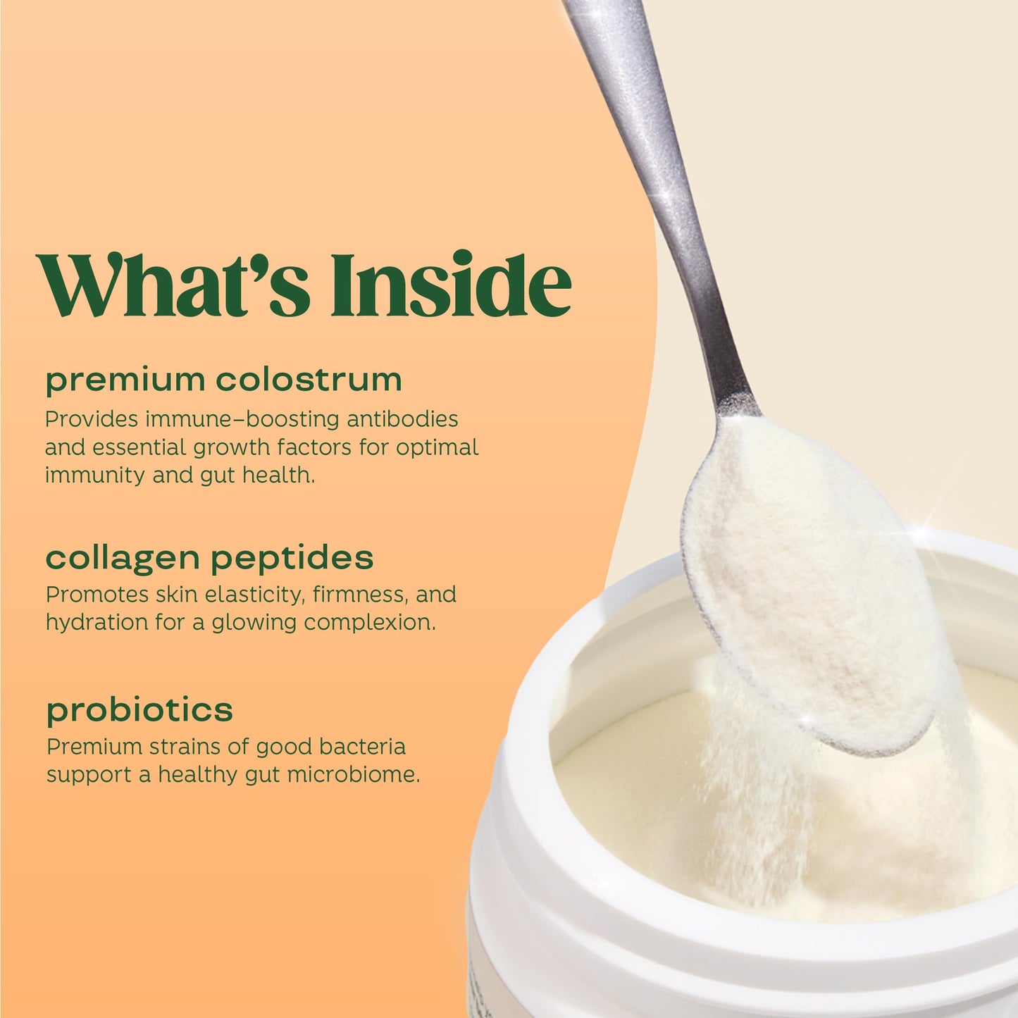 Bloom Nutrition Bovine Colostrum Powder – Orange Cream, 25 Servings