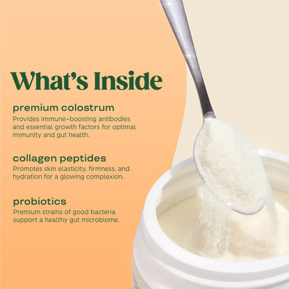 Bloom Nutrition Bovine Colostrum Powder – Orange Cream, 25 Servings