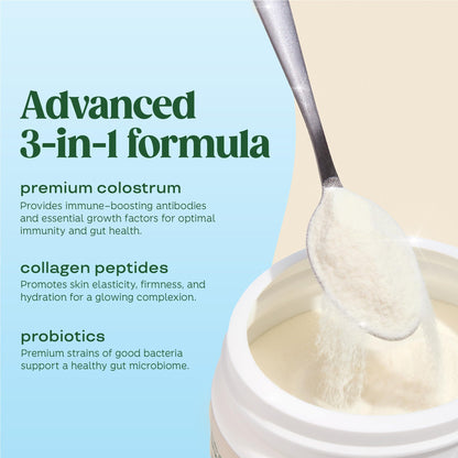 Bloom Nutrition Bovine Colostrum Powder with Vitamin B12 | Gut Health, Immunity & Beauty – Unflavored, 25 Servings