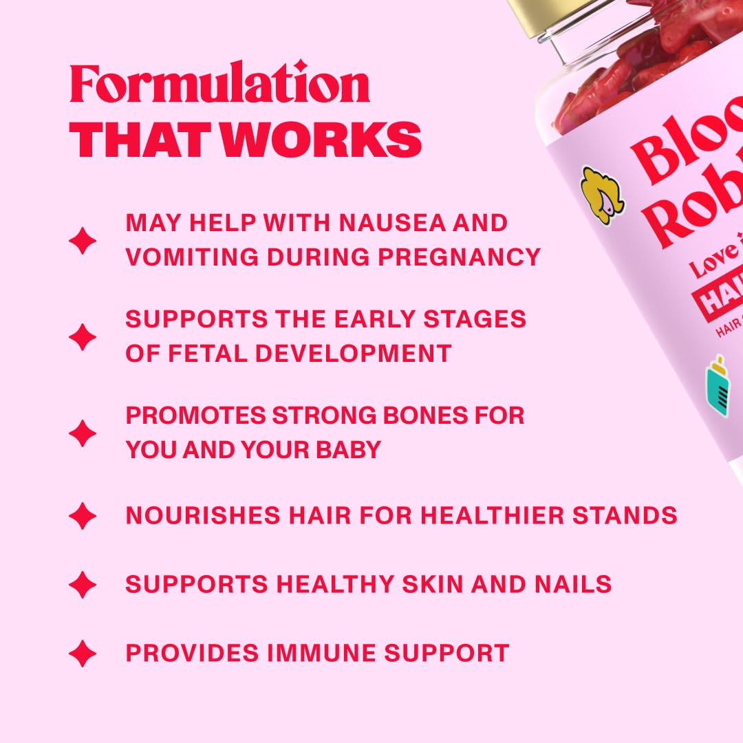 Bloom Robbins Hair Gummy Prenatal Vitamins for Women – 60 Gummies with Folic Acid & Vitamin B6 (2-Pack)