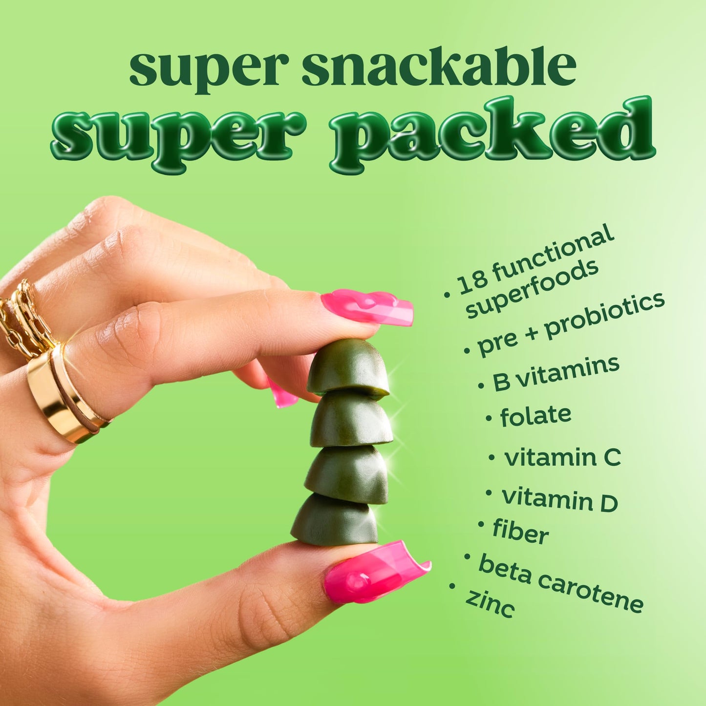 Bloom Super Greens Gummies - Strawberry Kiwi Digestive Support & Fiber