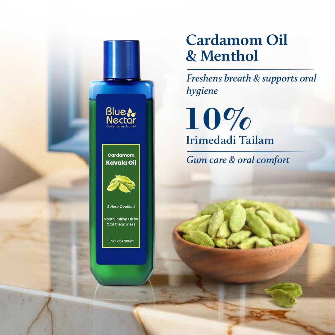 Blue Nectar Cardamom Mint Oil Pulling – Ayurvedic Mouthwash