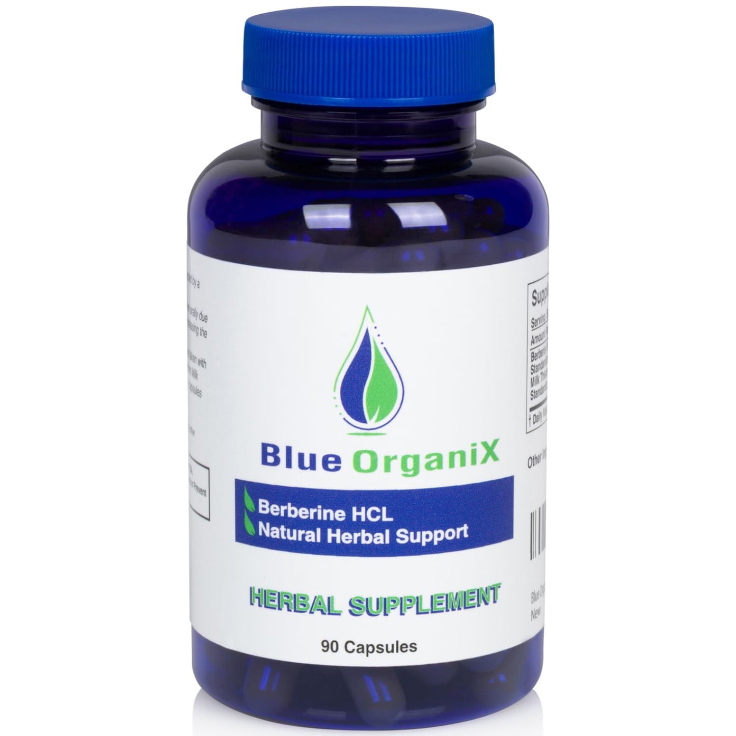 Blue Organix Berberine with Milk Thistle 500mg – HCL Complex Supplement, 90 Vegetarian Capsules