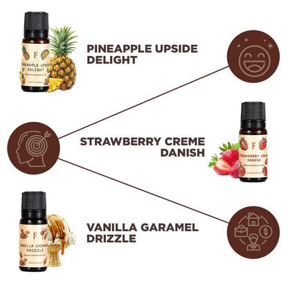 Folkulture Christmas Essential Oils for Home | Set of 6 (0.34 fl oz x 6) Bakery Essential-Oil for Diffuser, Relaxation | Strawberry, Vanilla Essential Oil for Aromatherapy | Christmas Gifts for Women
