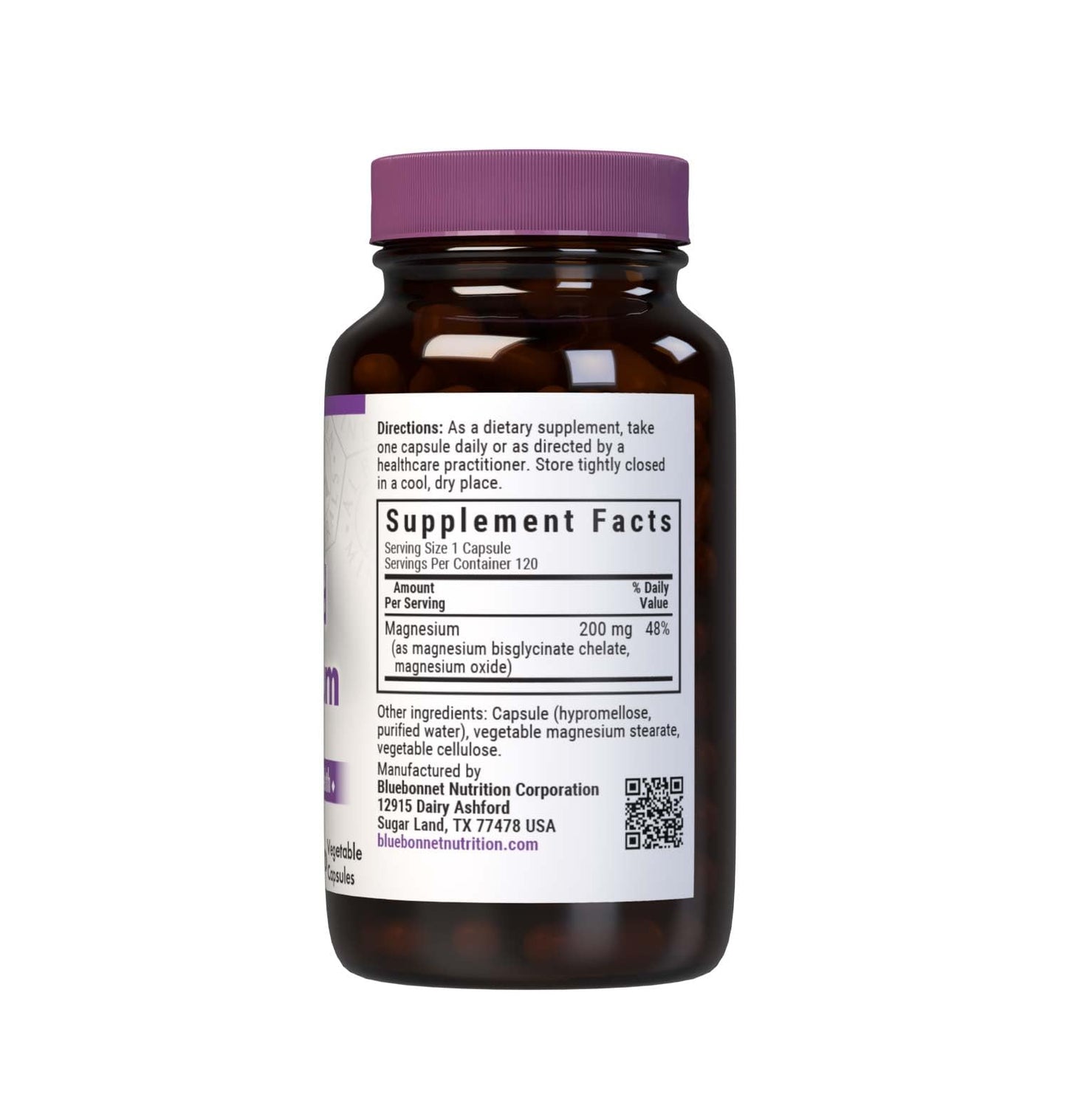 Bluebonnet Albion Buffered Chelated Magnesium 200 mg | 120 Veg Capsules