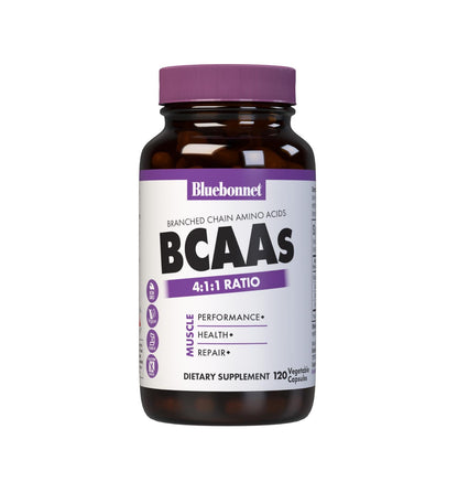 Bluebonnet BCAAs 4:1:1 Ratio - Vegan, Non-GMO, Kosher - 120 Veg Capsules | 30 Servings
