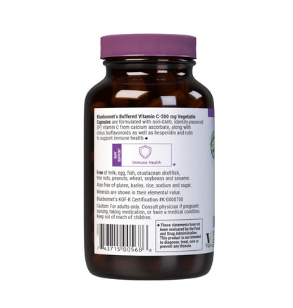 BlueBonnet Buffered Vitamin C 500mg – Immune Support & Skin Health | Vegan, Non-GMO, 90 Caps