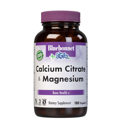 BlueBonnet Calcium Plus Magnesium Caplets, 180 Count - Bone Health Support