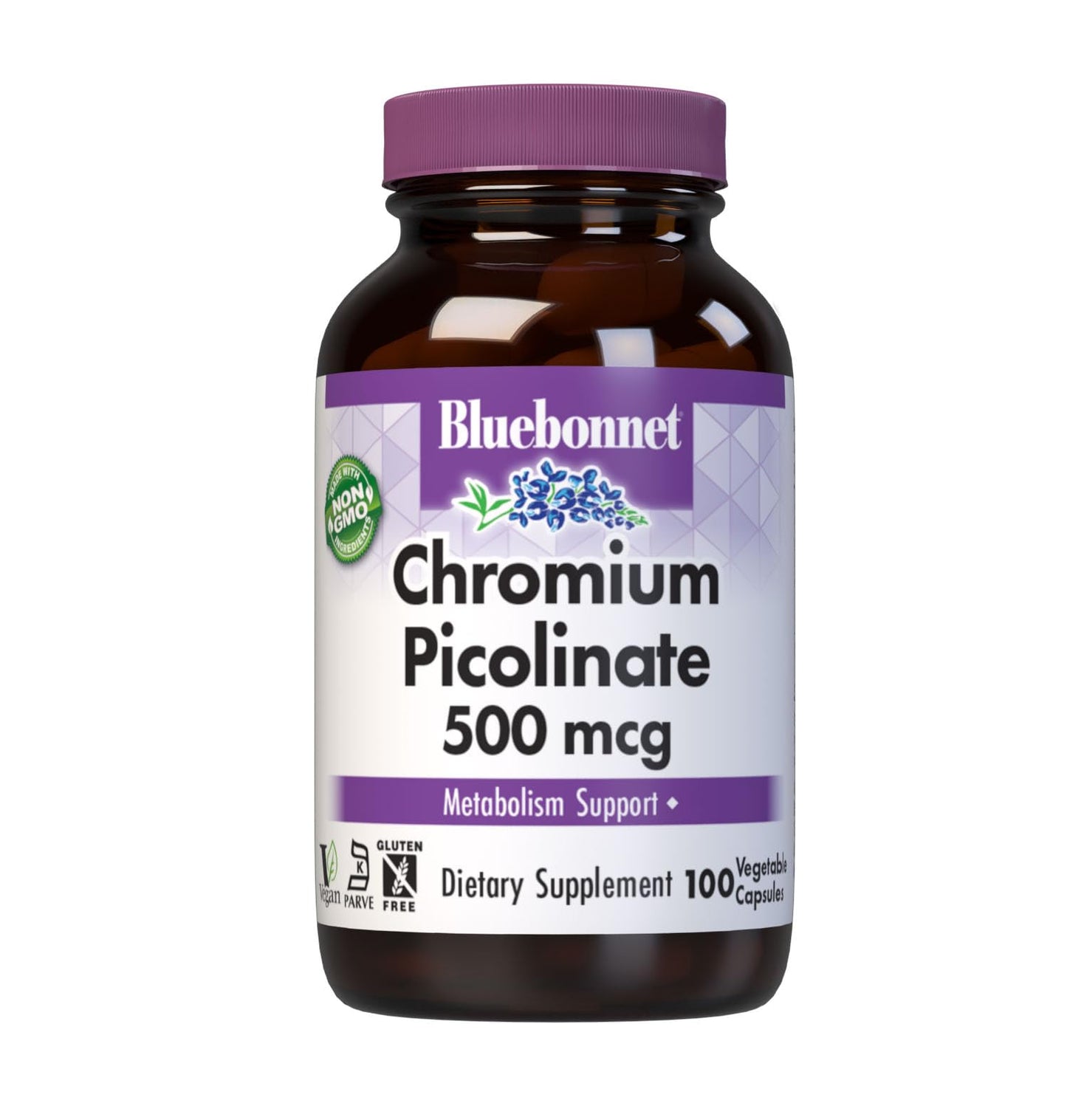 Bluebonnet Nutrition Chromium Picolinate 500 mcg – 100 Vcaps, Non-GMO, Vegan, Kosher