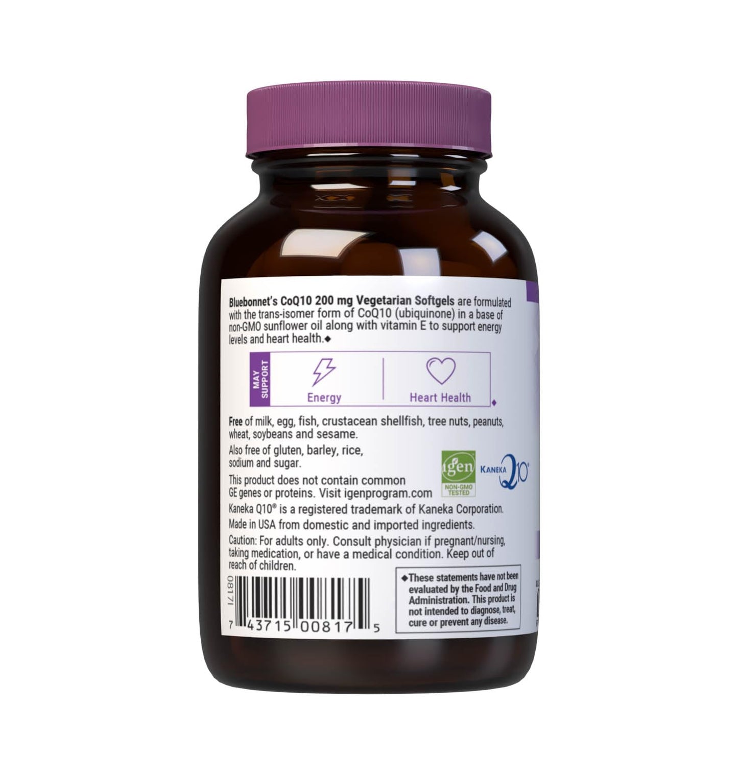 BlueBonnet CoQ-10 Vegetarian Softgels 200 mg – 30 Count | Non-GMO, Gluten-Free