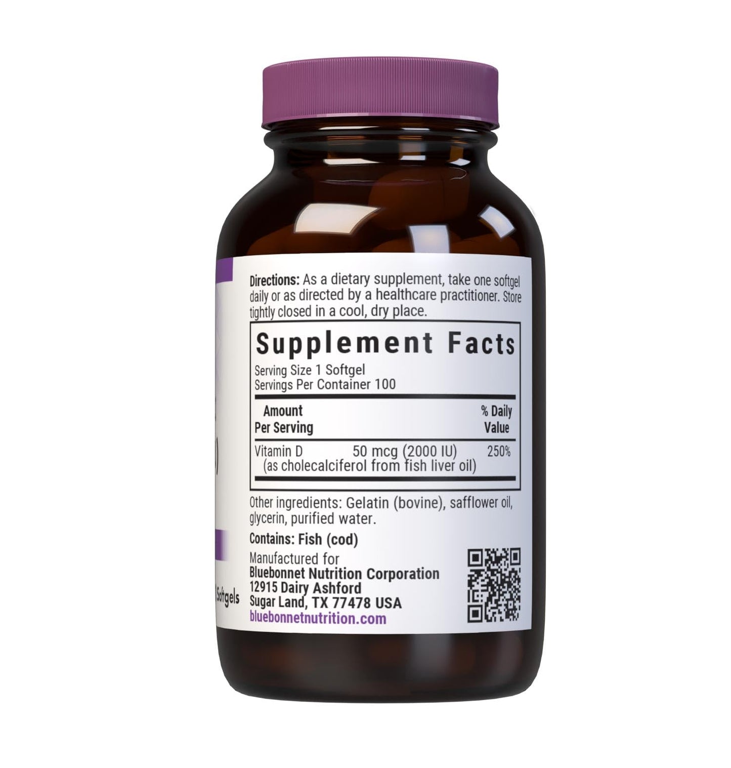 BlueBonnet Vitamin D3 2000 IU Vegetable Capsules – Pack of 2, 100 Count Each