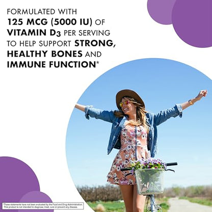 Bluebonnet EarthSweet Vitamin D3 5000 IU Raspberry Chewable - Non-GMO, Gluten & Soy Free, 90 Count