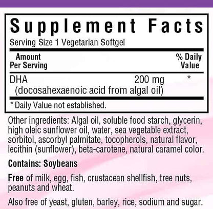 BlueBonnet Prenatal DHA 200 mg Vegetarian Softgels – 60 Count | LifesDHA Algal DHA