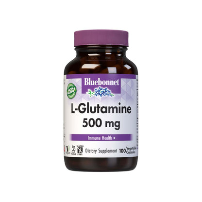 Bluebonnet L-Glutamine 500 mg Veg Capsules – 100 Servings, Vegan, Kosher, Non-GMO, Soy-Free, Gluten-Free