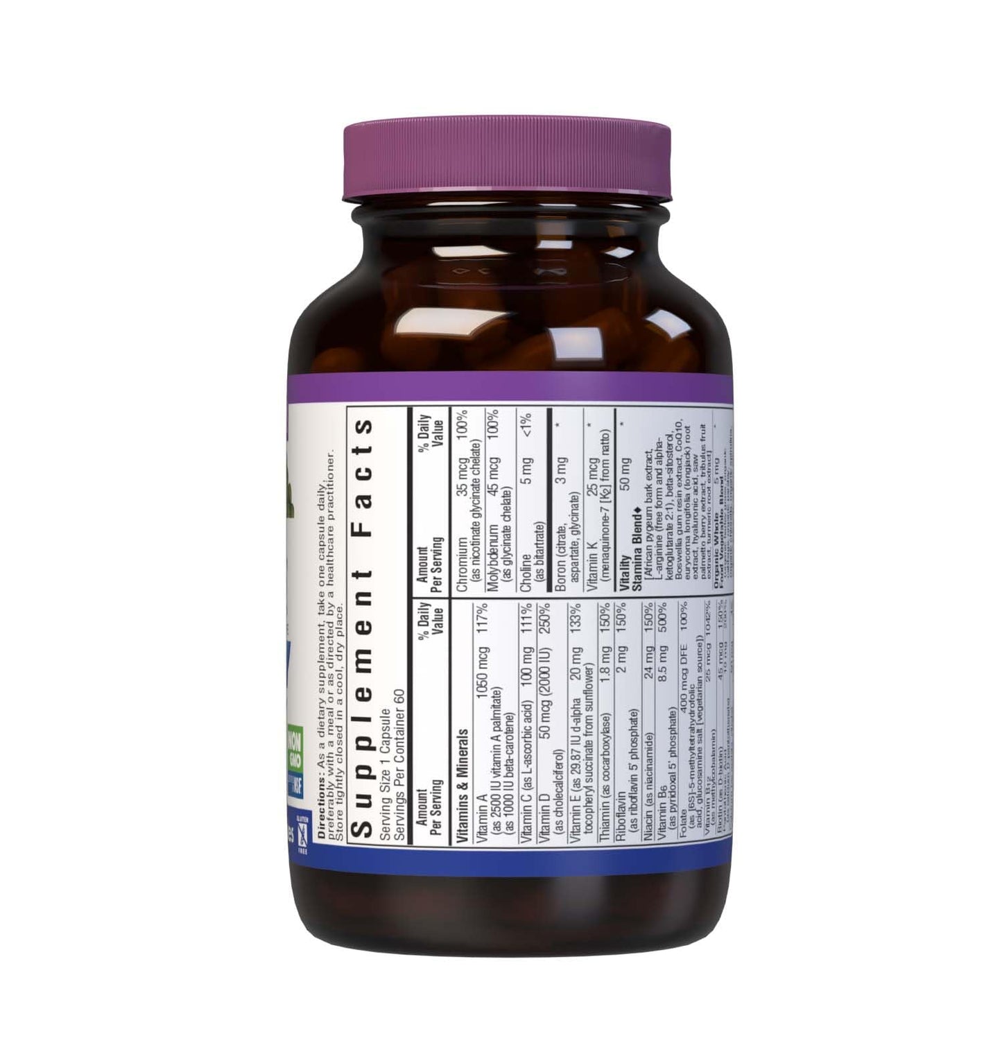Bluebonnet Men's ONE 40+ Whole-Food Multivitamin - 60 Veggie Capsules