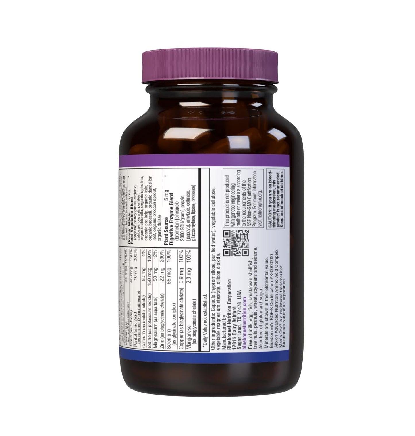 Bluebonnet Men's ONE 40+ Whole-Food Multivitamin - 60 Veggie Capsules